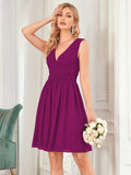 Custom Size Women Sleeveless V Neck Short Bridesmaid Dress Junior Party Prom Dresses