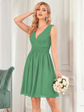 Custom Size Women Sleeveless V Neck Short Bridesmaid Dress Junior Party Prom Dresses
