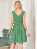 Custom Size Women Sleeveless V Neck Short Bridesmaid Dress Junior Party Prom Dresses