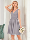 Custom Size Women Sleeveless V Neck Short Bridesmaid Dress Junior Party Prom Dresses