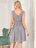 Custom Size Women Sleeveless V Neck Short Bridesmaid Dress Junior Party Prom Dresses