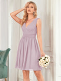 Custom Size Women Sleeveless V Neck Short Bridesmaid Dress Junior Party Prom Dresses