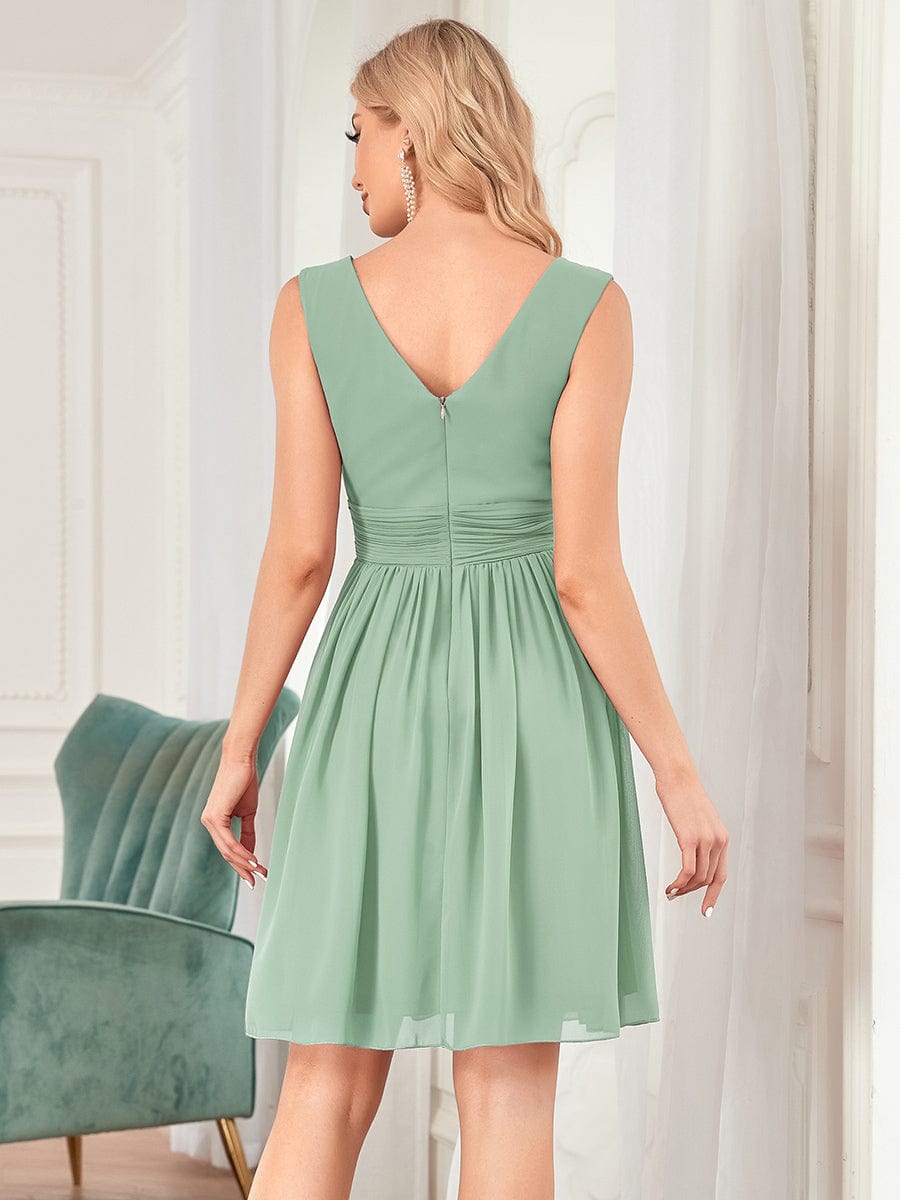 Custom Size Women Sleeveless V Neck Short Bridesmaid Dress Junior Party Prom Dresses