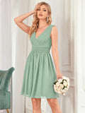 Custom Size Women Sleeveless V Neck Short Bridesmaid Dress Junior Party Prom Dresses