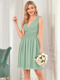 Custom Size Women Sleeveless V Neck Short Bridesmaid Dress Junior Party Prom Dresses