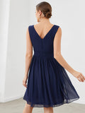 Custom Size Women Sleeveless V Neck Short Bridesmaid Dress Junior Party Prom Dresses