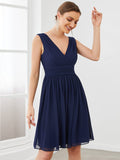 Custom Size Women Sleeveless V Neck Short Bridesmaid Dress Junior Party Prom Dresses