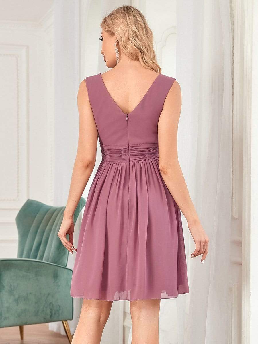 Custom Size Women Sleeveless V Neck Short Bridesmaid Dress Junior Party Prom Dresses
