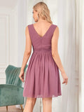 Custom Size Women Sleeveless V Neck Short Bridesmaid Dress Junior Party Prom Dresses