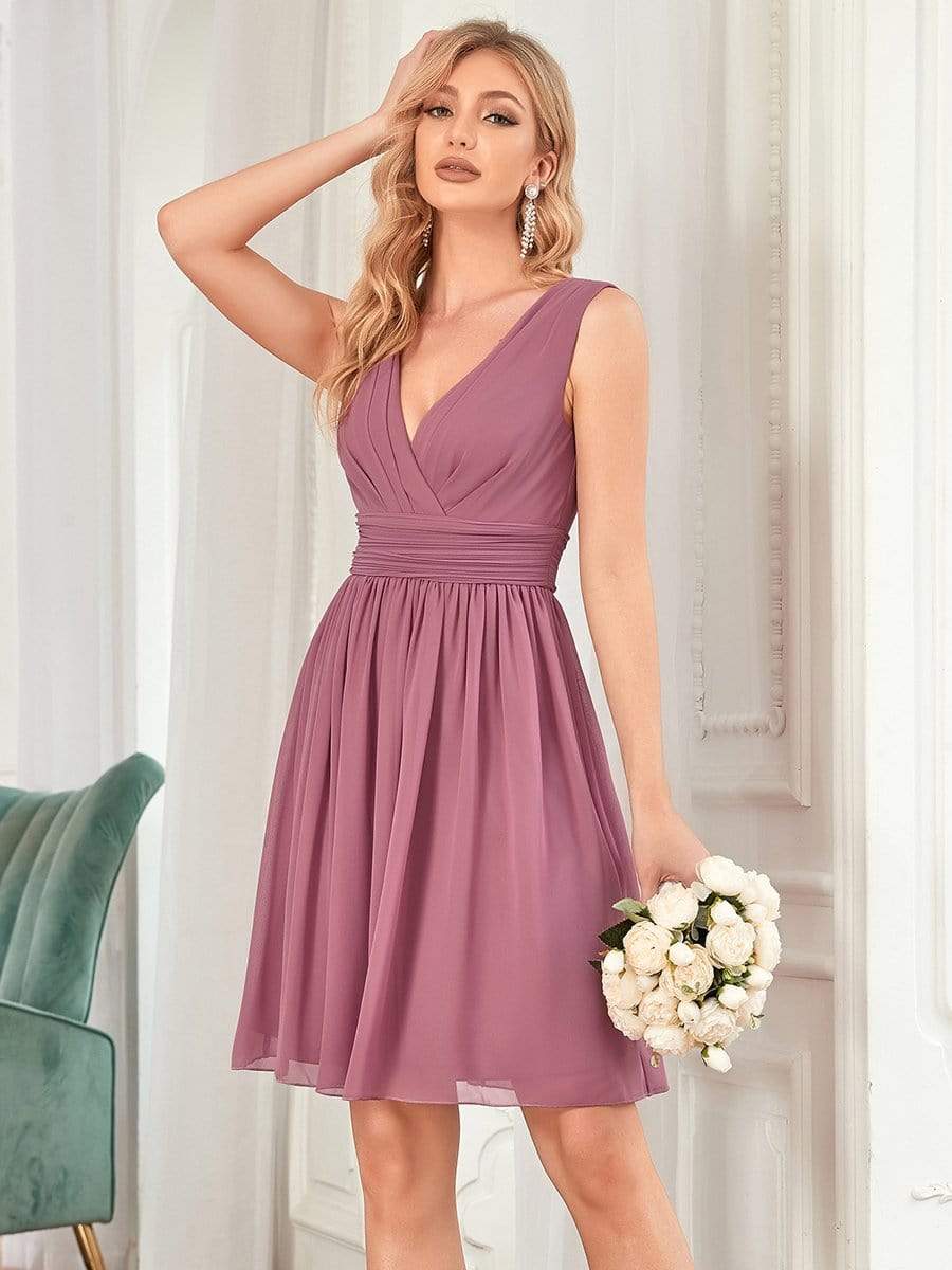 Custom Size Women Sleeveless V Neck Short Bridesmaid Dress Junior Party Prom Dresses