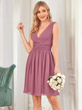 Custom Size Women Sleeveless V Neck Short Bridesmaid Dress Junior Party Prom Dresses