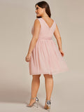 Plus Size Chiffon Sleeveless V Neck Short Bridesmaid Dress Wedding Party Guest Dresses Gowns