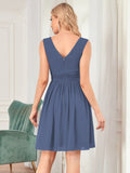 Custom Size Women Sleeveless V Neck Short Bridesmaid Dress Junior Party Prom Dresses