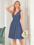 Custom Size Women Sleeveless V Neck Short Bridesmaid Dress Junior Party Prom Dresses