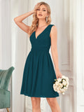Custom Size Women Sleeveless V Neck Short Bridesmaid Dress Junior Party Prom Dresses