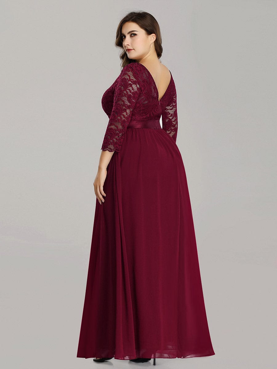Custom Size See-Through Maxi Lace Prom Evening Dress with Half Sleeve Mother of the Bride Gowns