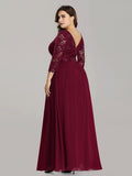 Custom Size See-Through Maxi Lace Prom Evening Dress with Half Sleeve Mother of the Bride Gowns