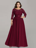 Custom Size See-Through Maxi Lace Prom Evening Dress with Half Sleeve Mother of the Bride Gowns