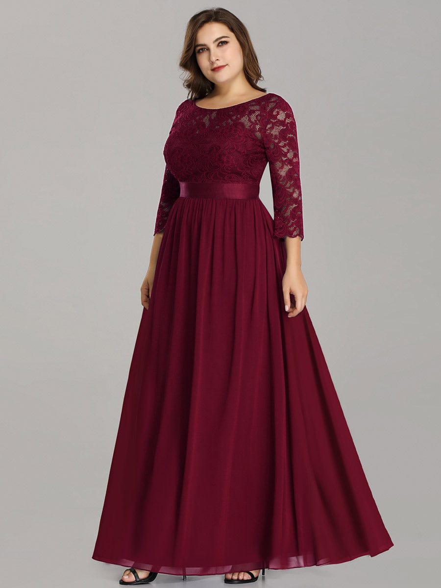 Custom Size See-Through Maxi Lace Prom Evening Dress with Half Sleeve Mother of the Bride Gowns