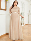 Custom Size See-Through Maxi Lace Prom Evening Dress with Half Sleeve Mother of the Bride Gowns