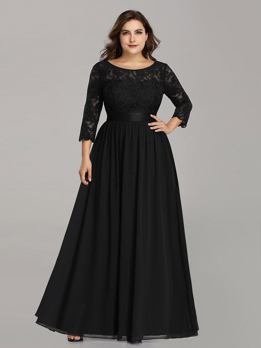 Custom Size See-Through Maxi Lace Prom Evening Dress with Half Sleeve Mother of the Bride Gowns
