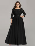 Custom Size See-Through Maxi Lace Prom Evening Dress with Half Sleeve Mother of the Bride Gowns
