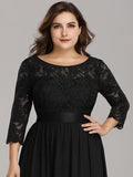 Custom Size See-Through Maxi Lace Prom Evening Dress with Half Sleeve Mother of the Bride Gowns