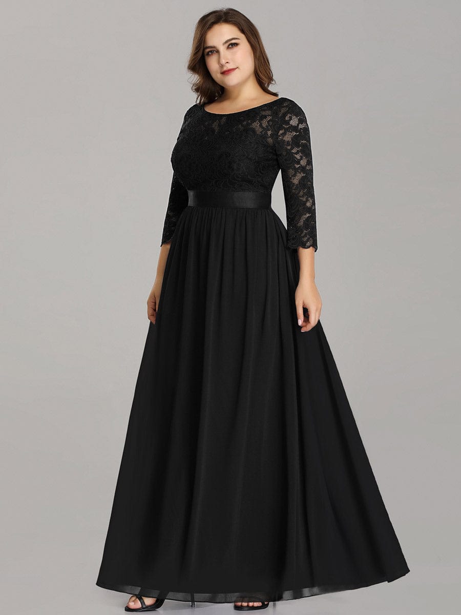 Custom Size See-Through Maxi Lace Prom Evening Dress with Half Sleeve Mother of the Bride Gowns