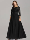 Custom Size See-Through Maxi Lace Prom Evening Dress with Half Sleeve Mother of the Bride Gowns