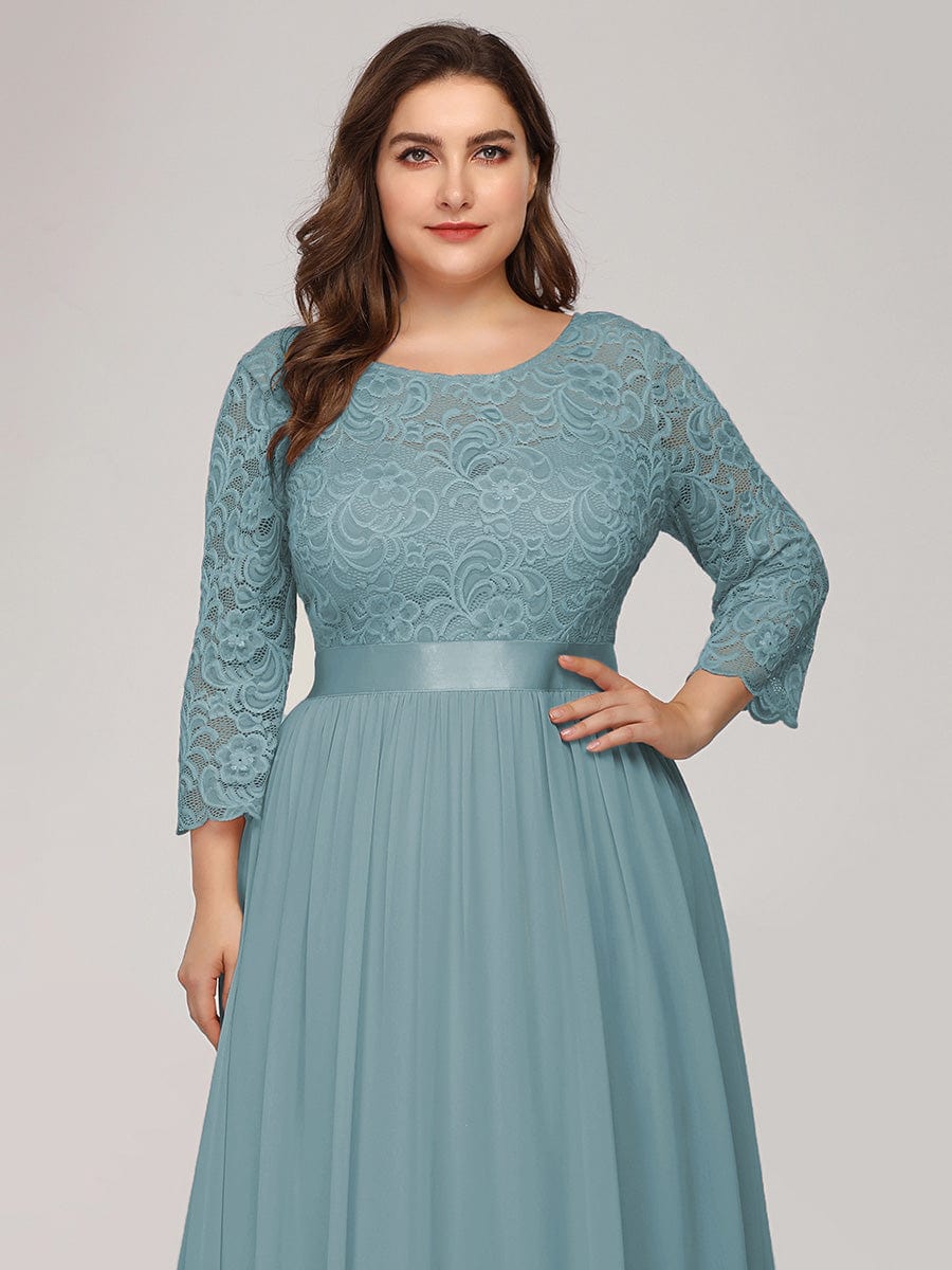 Custom Size See-Through Maxi Lace Prom Evening Dress with Half Sleeve Mother of the Bride Gowns