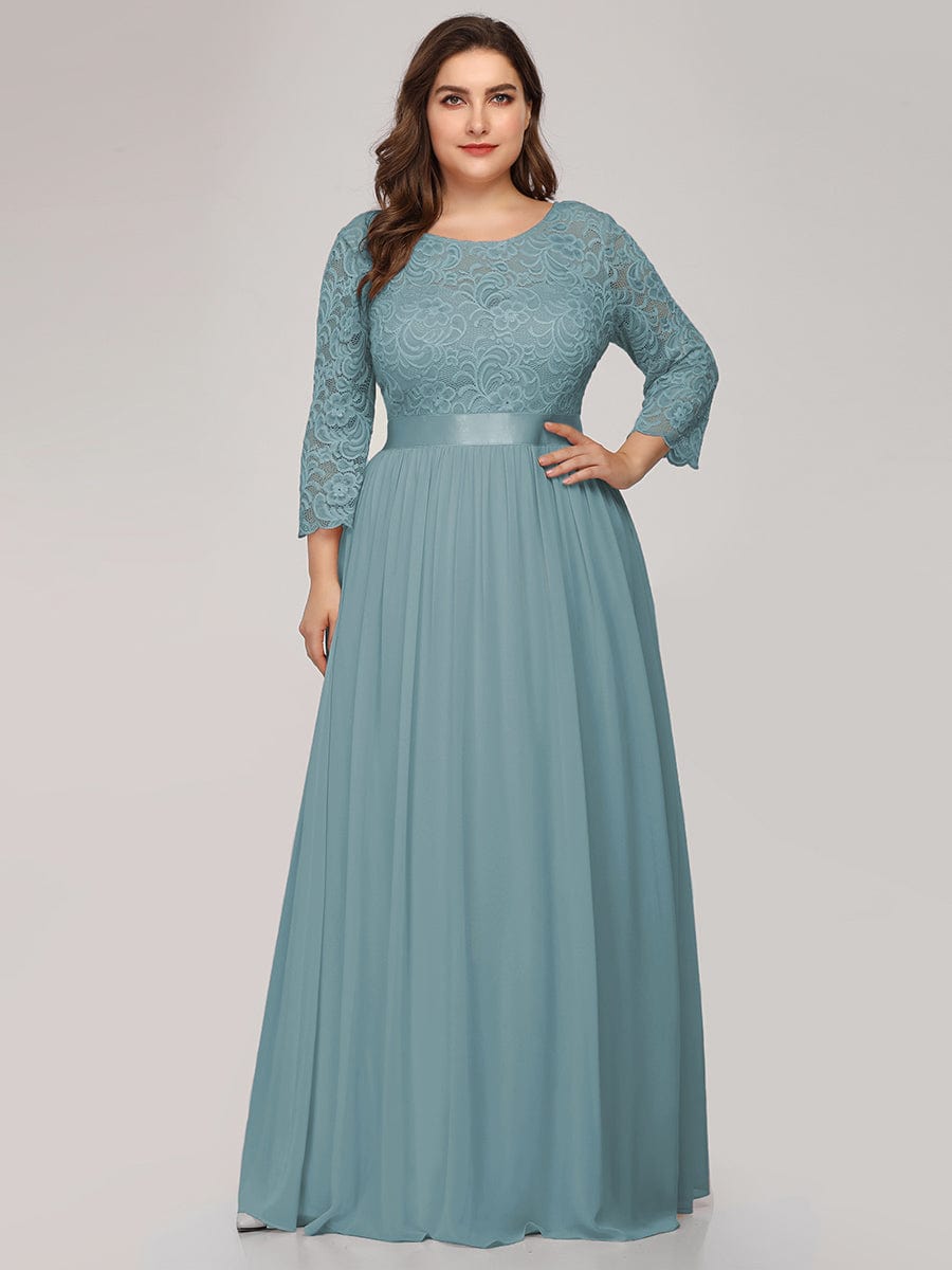 Custom Size See-Through Maxi Lace Prom Evening Dress with Half Sleeve Mother of the Bride Gowns