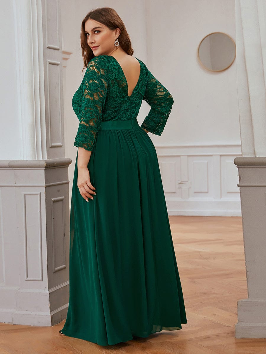 Custom Size See-Through Maxi Lace Prom Evening Dress with Half Sleeve Mother of the Bride Gowns