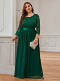 Custom Size See-Through Maxi Lace Prom Evening Dress with Half Sleeve Mother of the Bride Gowns