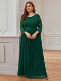 Custom Size See-Through Maxi Lace Prom Evening Dress with Half Sleeve Mother of the Bride Gowns