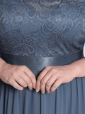 Custom Size See-Through Maxi Lace Prom Evening Dress with Half Sleeve Mother of the Bride Gowns