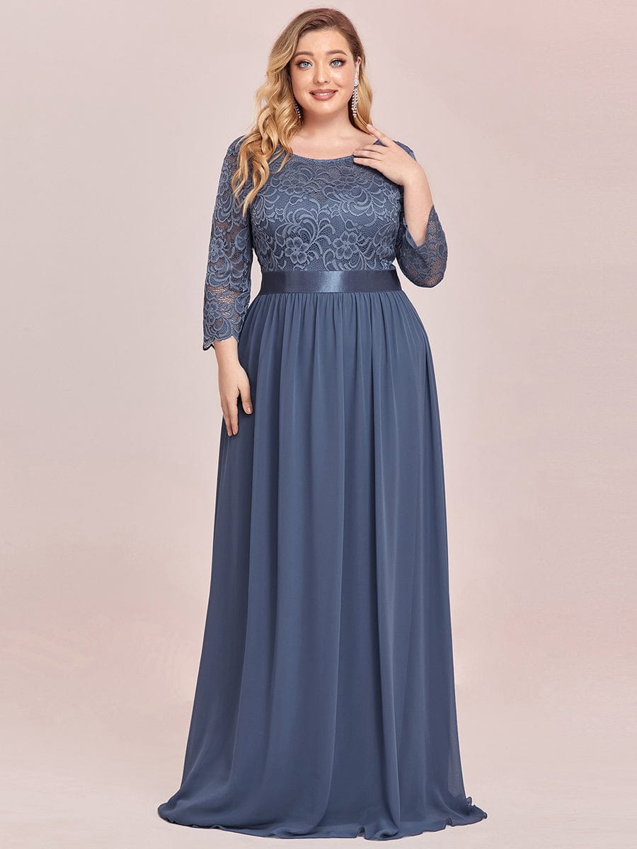 Custom Size See-Through Maxi Lace Prom Evening Dress with Half Sleeve Mother of the Bride Gowns