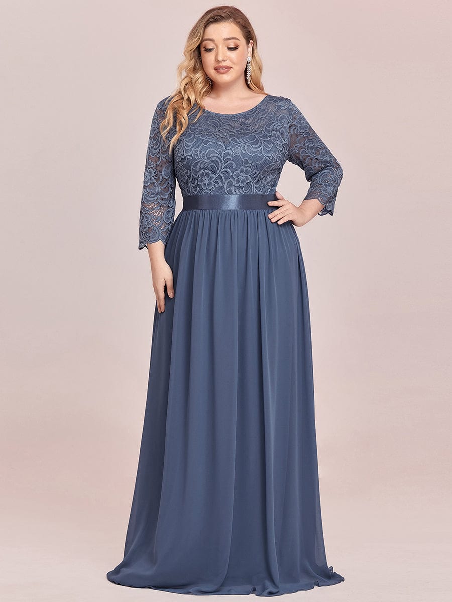 Custom Size See-Through Maxi Lace Prom Evening Dress with Half Sleeve Mother of the Bride Gowns
