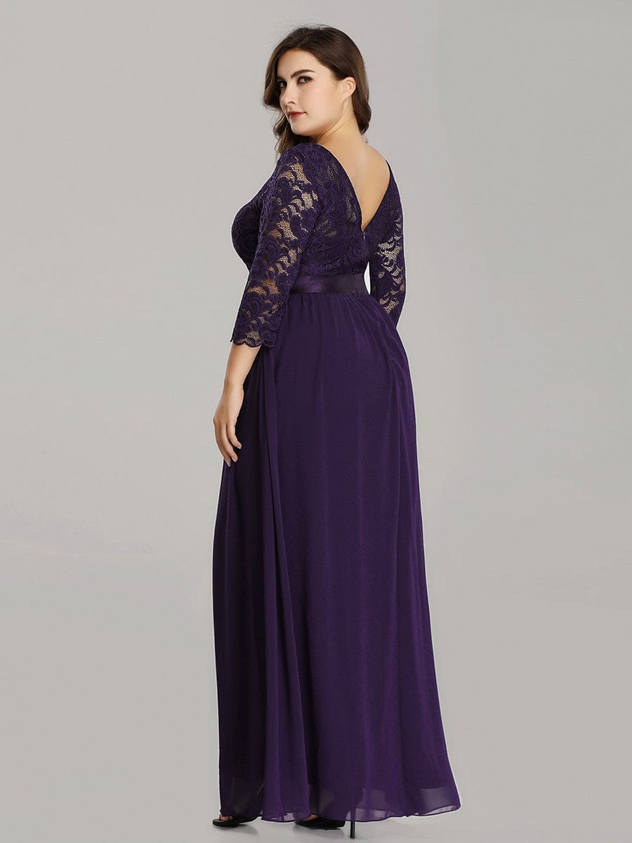 Custom Size See-Through Maxi Lace Prom Evening Dress with Half Sleeve Mother of the Bride Gowns