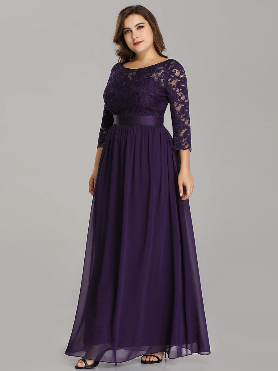 Custom Size See-Through Maxi Lace Prom Evening Dress with Half Sleeve Mother of the Bride Gowns