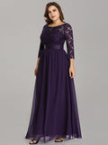 Custom Size See-Through Maxi Lace Prom Evening Dress with Half Sleeve Mother of the Bride Gowns
