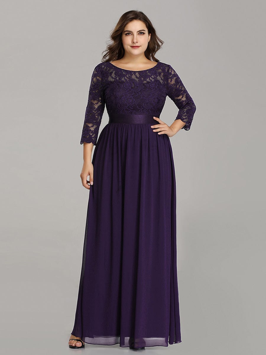 Custom Size See-Through Maxi Lace Prom Evening Dress with Half Sleeve Mother of the Bride Gowns
