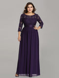 Custom Size See-Through Maxi Lace Prom Evening Dress with Half Sleeve Mother of the Bride Gowns