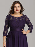 Custom Size See-Through Maxi Lace Prom Evening Dress with Half Sleeve Mother of the Bride Gowns