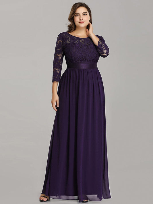 Custom Size See-Through Maxi Lace Prom Evening Dress with Half Sleeve Mother of the Bride Gowns