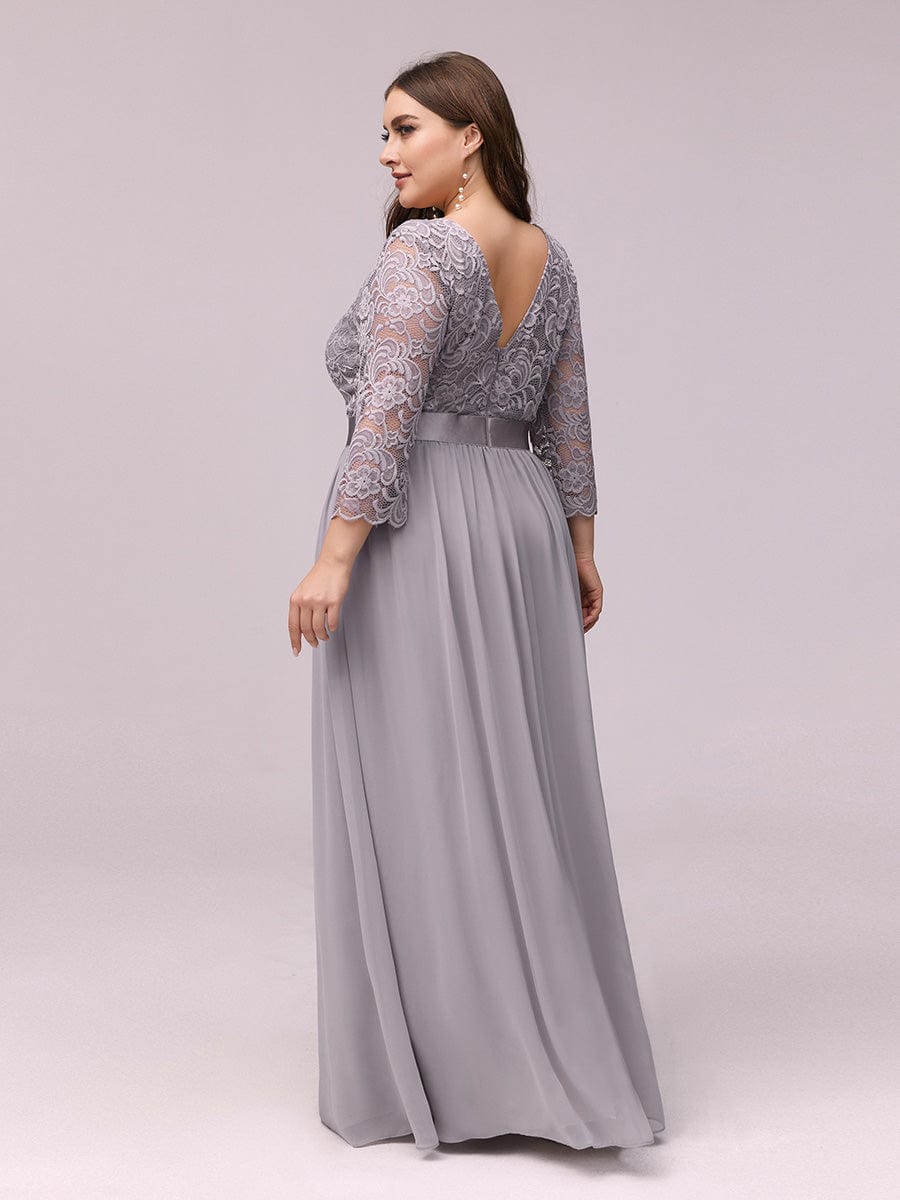 Custom Size See-Through Maxi Lace Prom Evening Dress with Half Sleeve Mother of the Bride Gowns
