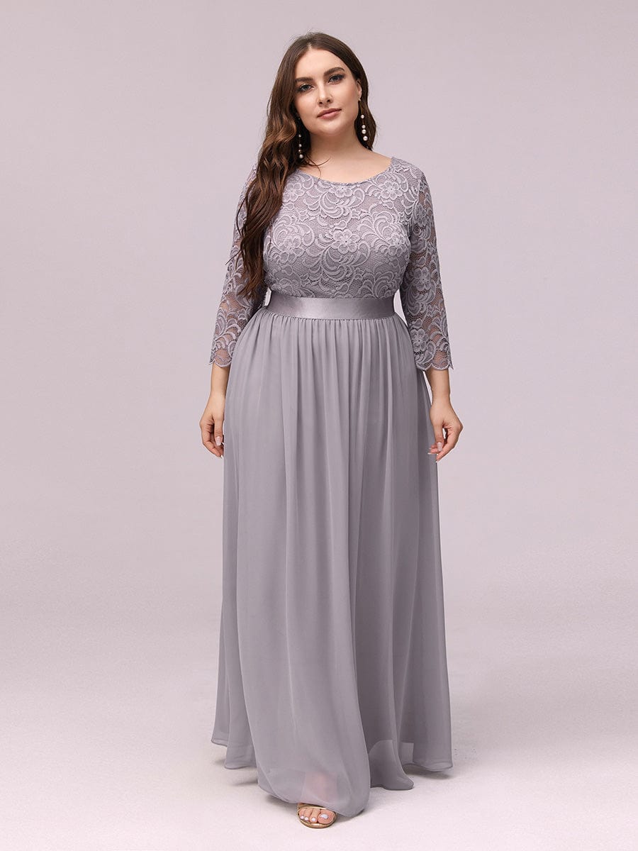 Custom Size See-Through Maxi Lace Prom Evening Dress with Half Sleeve Mother of the Bride Gowns