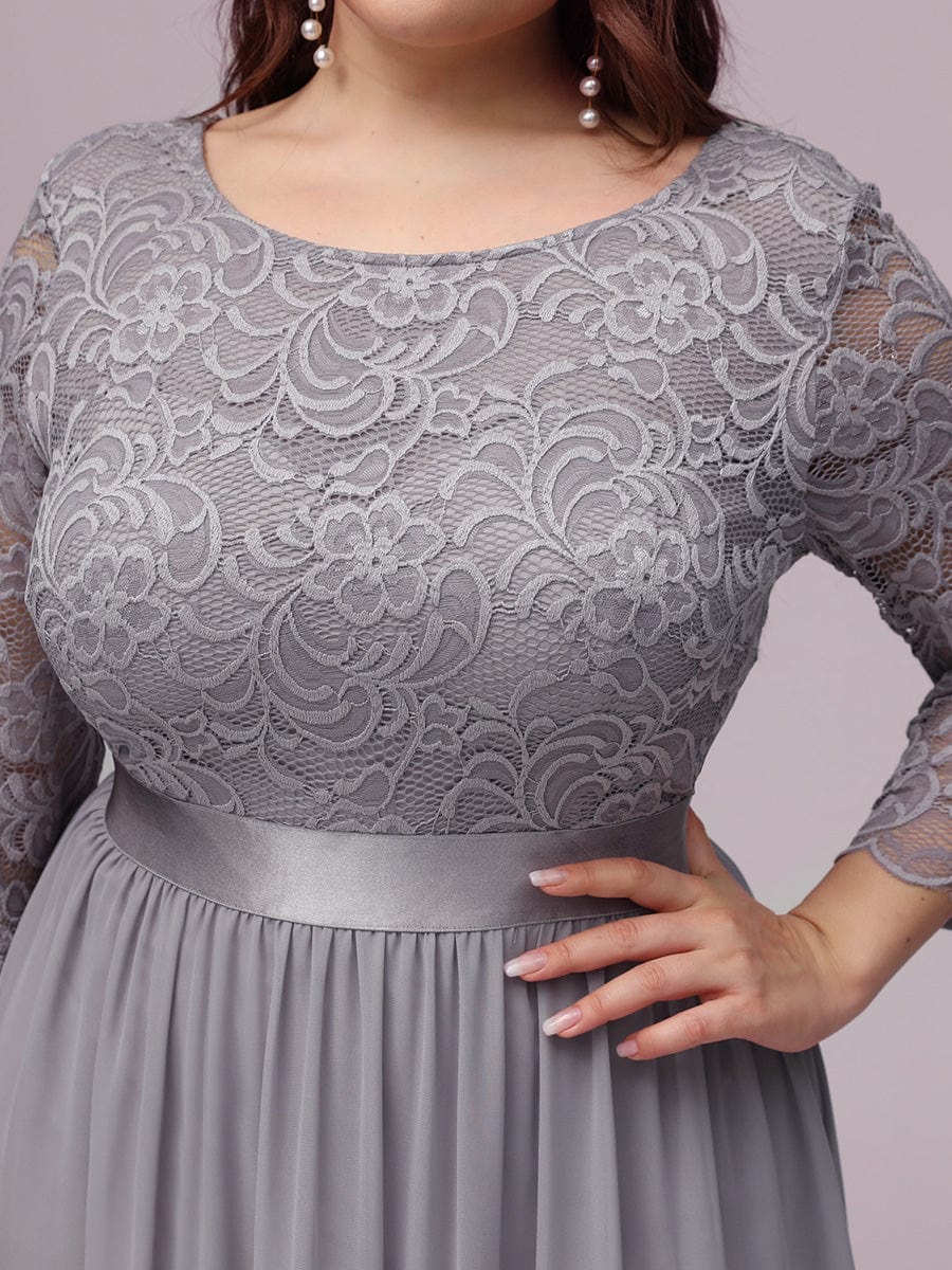 Custom Size See-Through Maxi Lace Prom Evening Dress with Half Sleeve Mother of the Bride Gowns