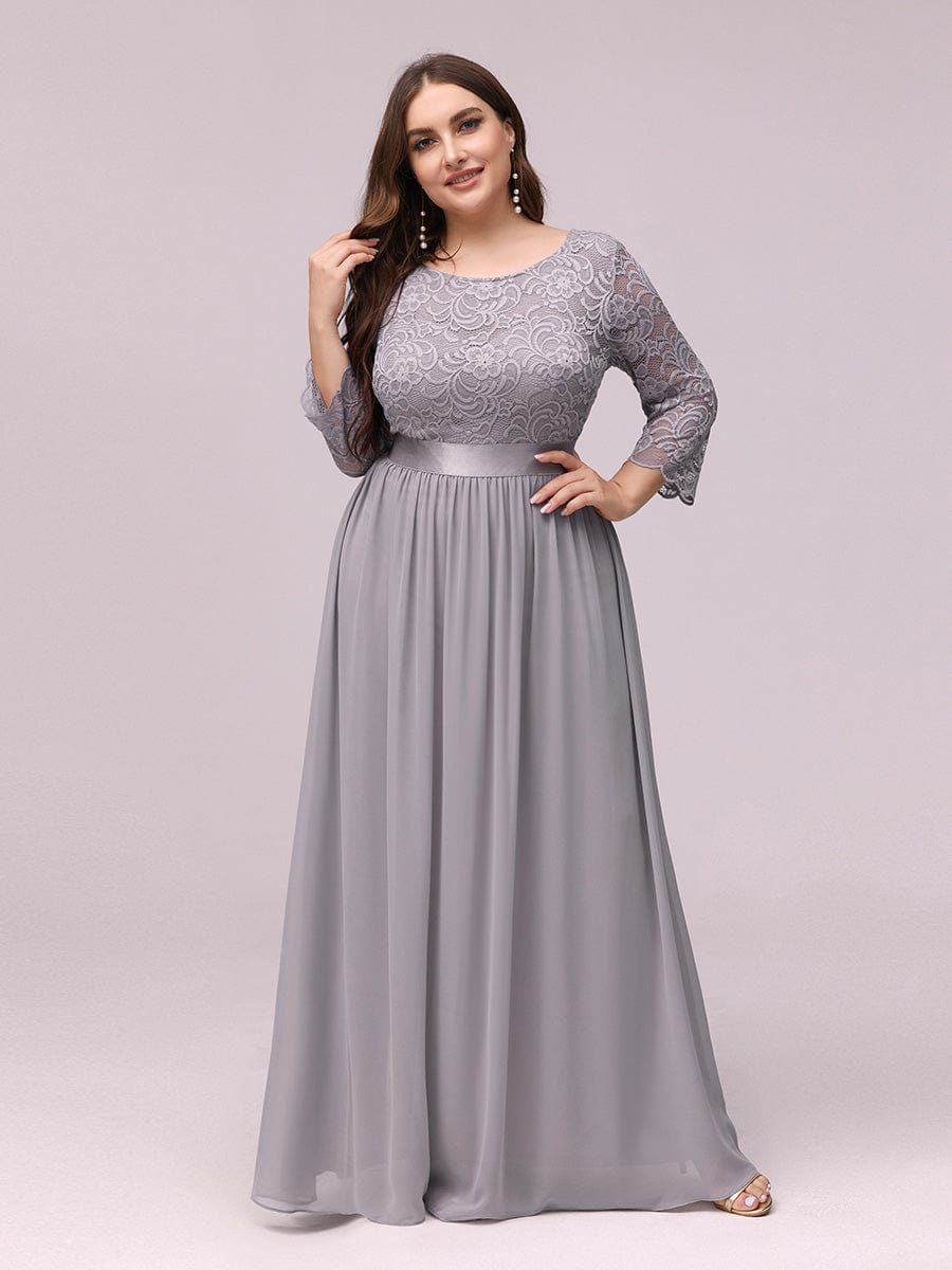 Custom Size See-Through Maxi Lace Prom Evening Dress with Half Sleeve Mother of the Bride Gowns