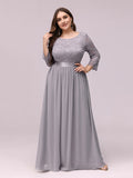 Custom Size See-Through Maxi Lace Prom Evening Dress with Half Sleeve Mother of the Bride Gowns