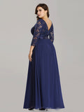 Custom Size See-Through Maxi Lace Prom Evening Dress with Half Sleeve Mother of the Bride Gowns